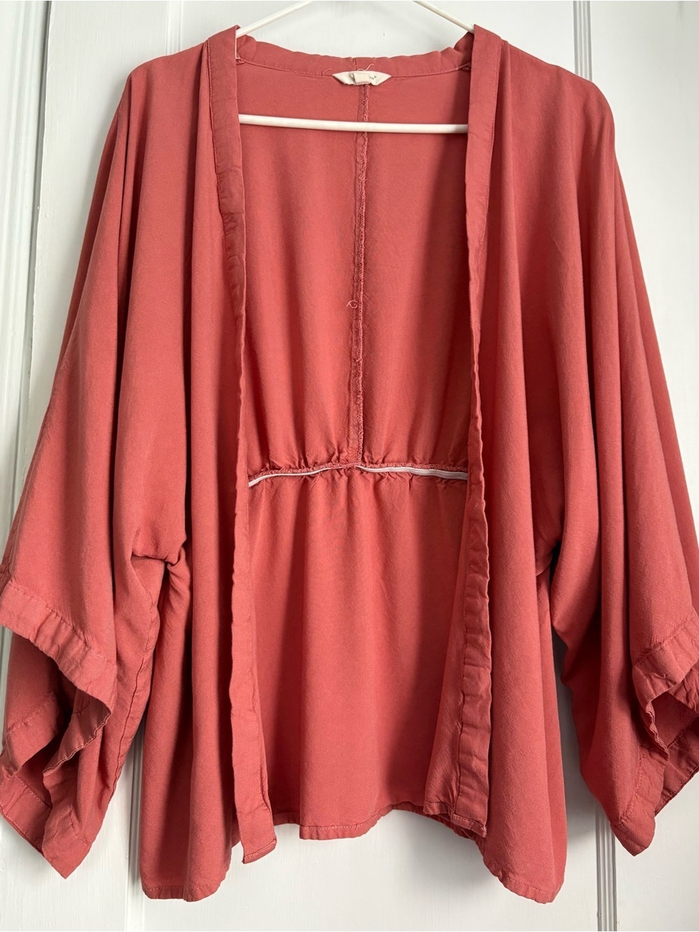 Sim & Sam Lightweight Boho Open Front Kimono Sleeves Coral Jacket Sz: Sm